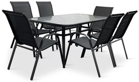 Noela Záhradný jedálenský set Klaudia transparentný + 6x kovová stolička Ramada