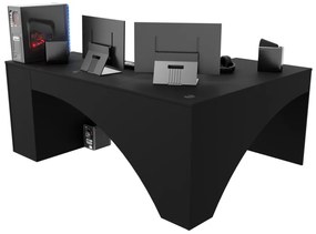 Počítačový rohový stôl CARBON + LED, 185x74x135, biela, pravá