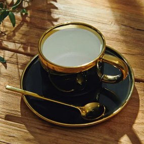 Šálka SINNES s tanierikom a lyžičkou ALL 978061 čierna