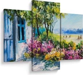 Obraz záhradky pred domom, olejomaľba (90x60 cm)