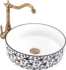 Rea Stefania, umývadlo na dosku 360x360x120 mm, biela so vzorom, REA-U9852