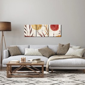Obraz - Rastliny a kruhy (s hodinami) (90x30 cm)
