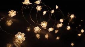 Vianočné LED svetielka 20l drôtiky snehové vločky + hviezdy na batérie