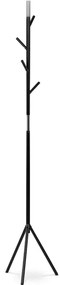 Věšák stojanový, výška 179 cm, kovová konstrukce, černý matný lak, nosnost 6 kg