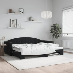 Denná posteľ s rozkladacou posteľou čierna 90x200 cm zamat 3197305