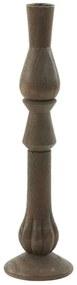 Tmavo hnedý drevený svietnik na úzku sviečku Tavola - Ø 11*42 cm