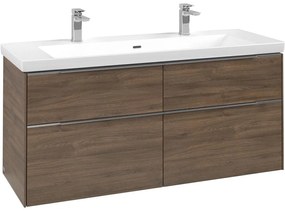 VILLEROY &amp; BOCH Subway 3.0 závesná skrinka pod umývadlo, 4 zásuvky, s LED osvetlením, 1272 x 478 x 429 mm, Arizona Oak, C602L0VH