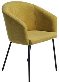 Čalúnené jedálenské kreslo s podrúčkami v horčicovej farbe Easton – Unique Furniture