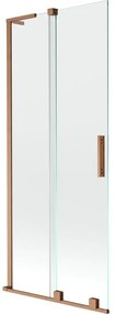 Mexen Velar L, 2-krídlová posuvná vaňová zástena 85 x 150 cm, 8mm číre sklo, medená matná, 896-085-003-01-65