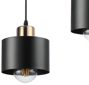Luster na lanku 3xE27/35W/230V čierna/zlatá