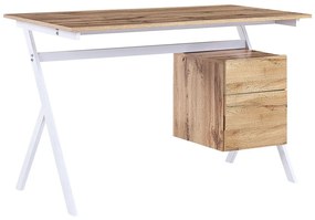 Písací stôl so zásuvkou 120 x 60 cm svetlé drevo/biela ASHLAND Beliani