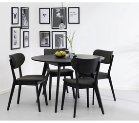 Čierna dubová jedálenská stolička s tmavosivým sedadlom Rowico Cato