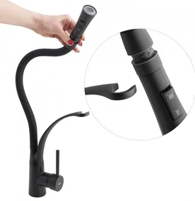 Erga Zefir, vysoká drezová batéria s elastickým ramenom h-430, čierna matná, ERG-YKA-BZ.ZEFIR-BLK
