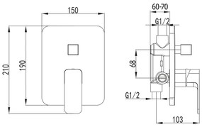 Aqualine - Sprchová batéria na podomietkovú inštaláciu FACTOR lesklý chróm
