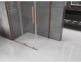 Mexen Velar L, sprchový kút s posuvnými dverami 90 x 80 cm, 8mm číre sklo, medená matná, 871-090-080-03-65