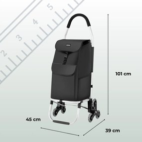 Jurhan Nákupná taška Shopper, na kolieskach do schodov 45L, 101x45x39, čierna
