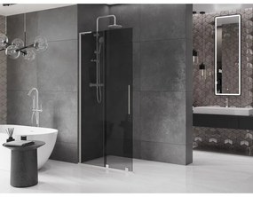 Mexen Velar L, posuvná sprchová zástena Walk-in 90 x 200 cm, 8mm šedé sklo, brúsená oceľ, 871-090-003-43-97