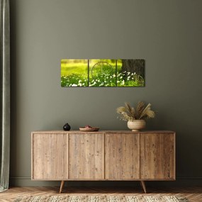 Obraz paseky a kvetín (s hodinami) (90x30 cm)