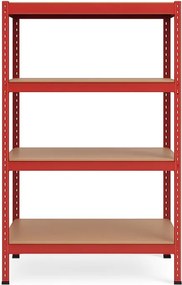 Regál 150x70x30 cm lakovaný 4-policový, nosnosť 700 kg - červený