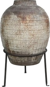 Bílý krémový květináč na stojanu z železa – Ø50*76 cm