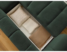 Zelená rozkladacia/s úložným priestorom rohová pohovka (pravý roh/s leňoškou) Fuji – Bobochic Paris