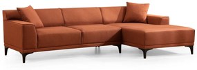 Dizajnová rohová sedačka Dellyn 250 cm oranžová - pravá