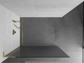 Mexen Kioto L, sprchová zástena Walk-In 80 x 200 cm, 8mm sklo s rebrovým vzorom, zlatý lesklý profil,800-080-103-50-09