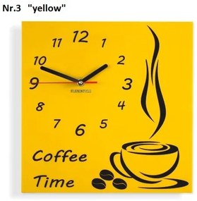 Coffee Time nástenné kuchynské hodiny žltá