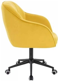 LuxuryForm DESIGN Stolička AVOLA VELUR na čiernej podstave s kolieskami - žltá