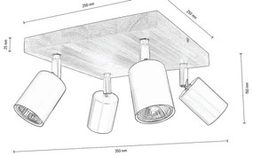 Spot-Light DO2910451 - Stropné bodové svietidlo MANARA 4xGU10/5W/230V borovica