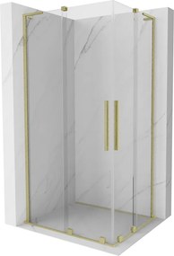 Mexen Velar L Duo, sprchový kút s posuvnými dverami 100 x 90 cm, 8mm číre sklo, zlatá matná, 871-100-090-02-03-55