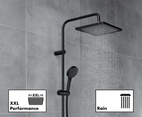 Hansgrohe Vernis Shape, Showerpipe 240 1jet EcoSmart 9 l, s termostatom, čierna matná, HAN-26429670