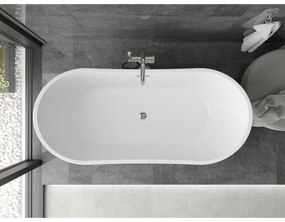 Mexen Montana, voľne stojaca vaňa 180 x 90 cm, biela-čierna, chrómový prepad, 52011809075-01