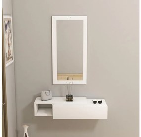 Nástenná polica + nástenné zrkadlo VIEN biela