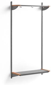 Vešiaková stena JEPPE s hornou policou, základná sekcia, 1790x900x310 mm, strieborná/dub