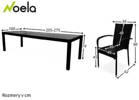 Noela Záhradný jedálenský set Grande Pasto + 10x ratanová stolička Paris
