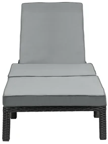 Polohovateľné ratanové lehátko BestBerg BBRF-1140BL / čierna/sivá