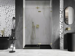 Mexen, Mexen Lunar pravé otočné sprchové dvere 140 cm, transparentné, brúsené zlato - 834-140-000-55-00-P
