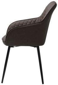 Hnedé čalúnené jedálenské kreslo s podrúčkami Milton – Unique Furniture