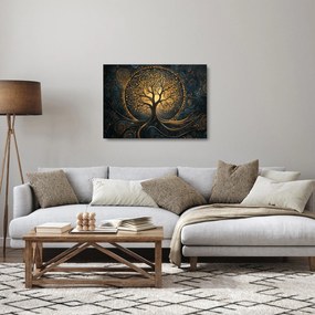 Sklenený obraz – Strom so zlatou aurou (70x50 cm)