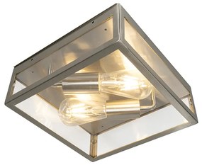 Moderné štvorcové vonkajšie stropné svietidlo z ocele, 2 žiarovky - Rotterdam