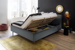Čalúnená posteľ lemina s úložným priestorom 180 x 200 cm modrá MUZZA
