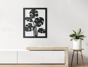drevko Drevený obraz Listy kvetu Monstera deliciosa Rozmer obrazu: 41,5 x 32,5 cm, Farba dekorácie: Čierna