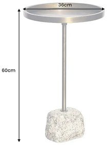 Príručný stolík TRAYFUL s mramorovou základňou 60 cm a železnou doskou v starožitnej mosadzi