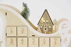 Vianočný adventný kalendár, sane, 10 LED, na batérie