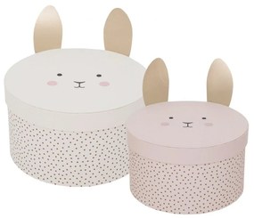 Úložné boxy zajíček 2 ks bílá/růžová 23 x 13 x 23 cm