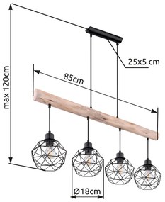 GLOBO THEODOR 15416-4 Závesné svietidlo