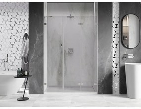 Mexen Lunar-F, pravé sklápacie sprchové dvere 150 cm, 8mm číre sklo, oceľový profil, 836S-150-050-97-00-P