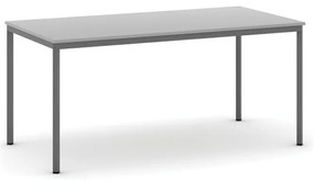 Jedálenský stôl, 160x80 cm, tmavo sivá podnož, sivá