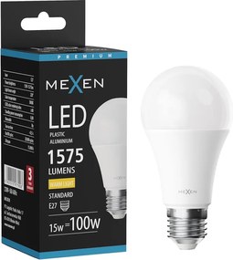 Mexen Nova, LED žiarovka E27, A60, 15W, teplá - 3000K, 1575 lm - L100-E27-1530-01